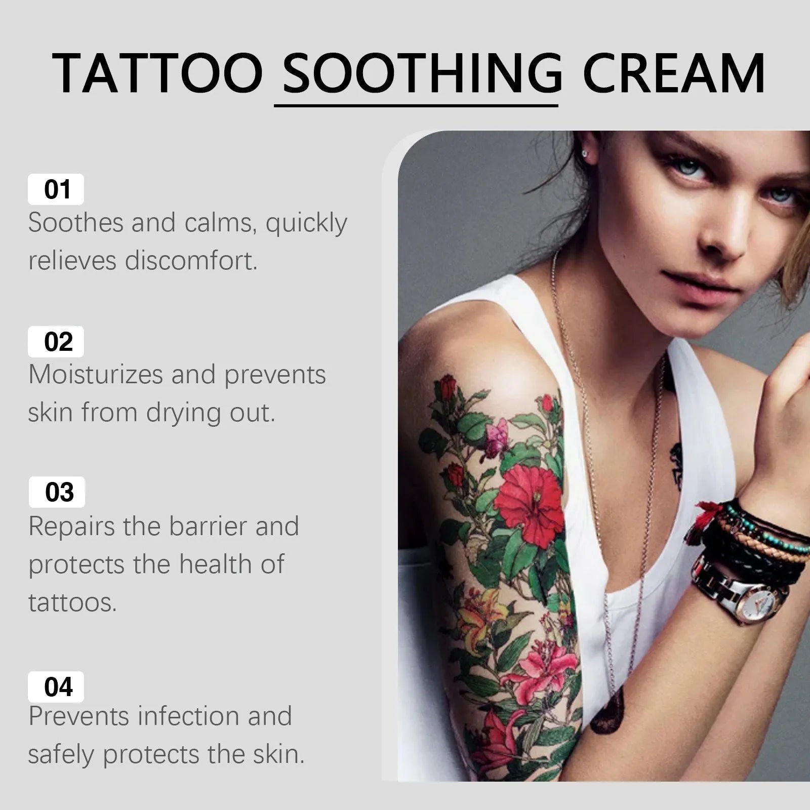 20g tube of tattoo soothing neck cream with botanical ingredients for neck care