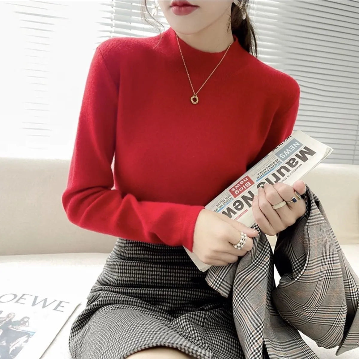 Slim fit long sleeve viscose shirt with inner knitted bottoming in apricot colour.