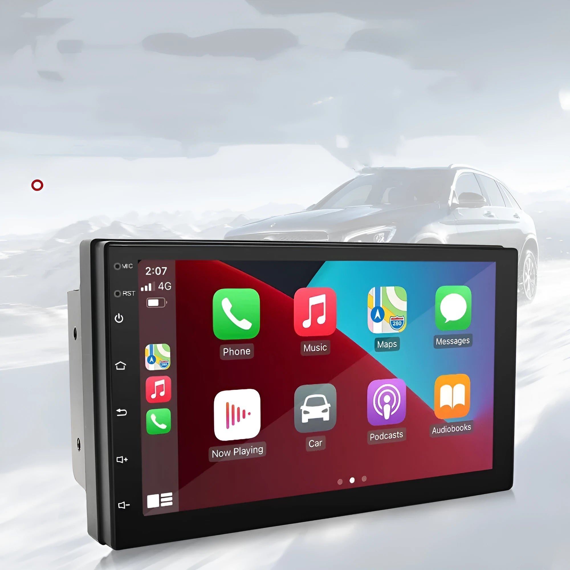 Black universal Carplay navigation MP5 player with 7 inch screen for manual transmission vehicles