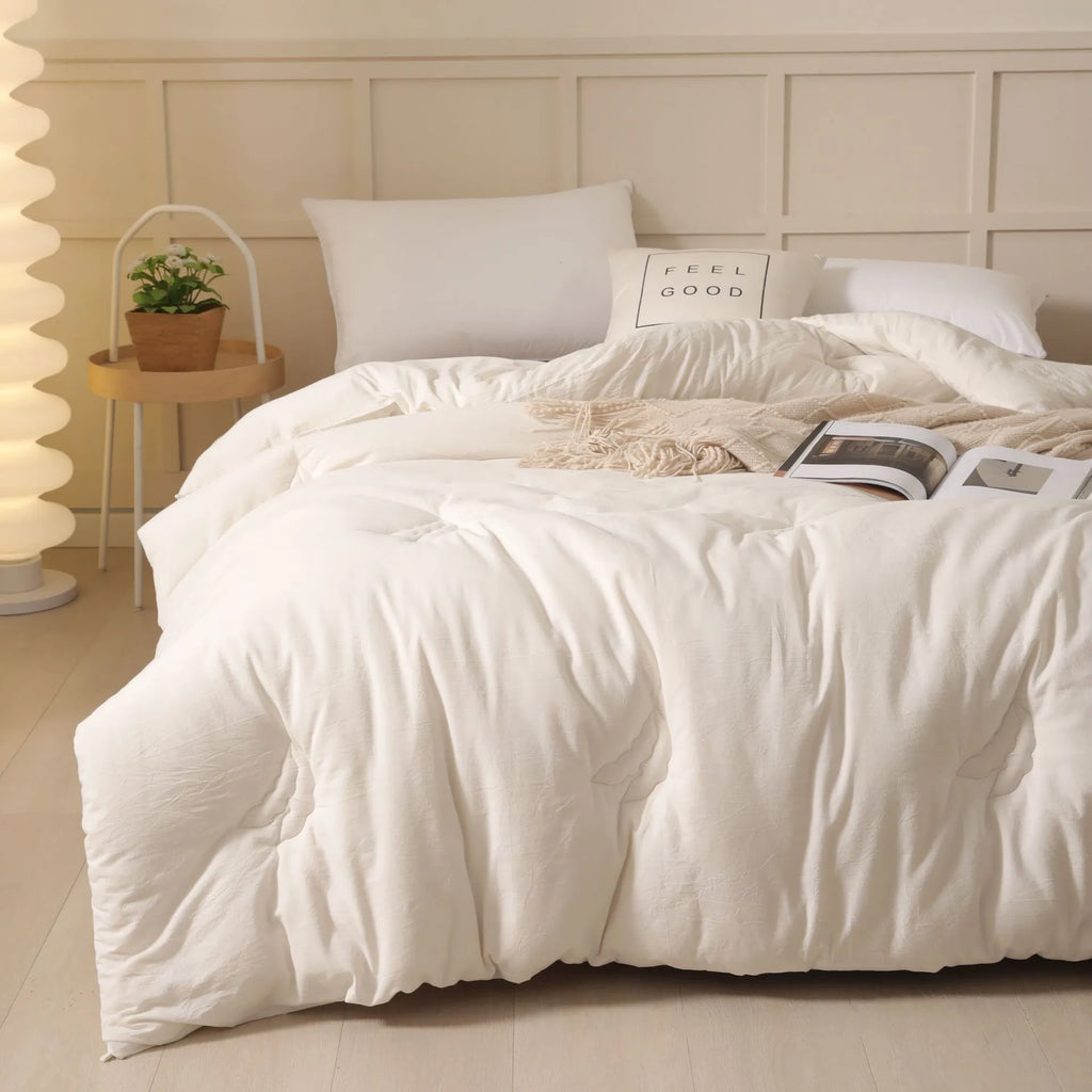 Soybean fibre pure cotton quilt in grey colour showing twill weave texture with size and weight options displayed