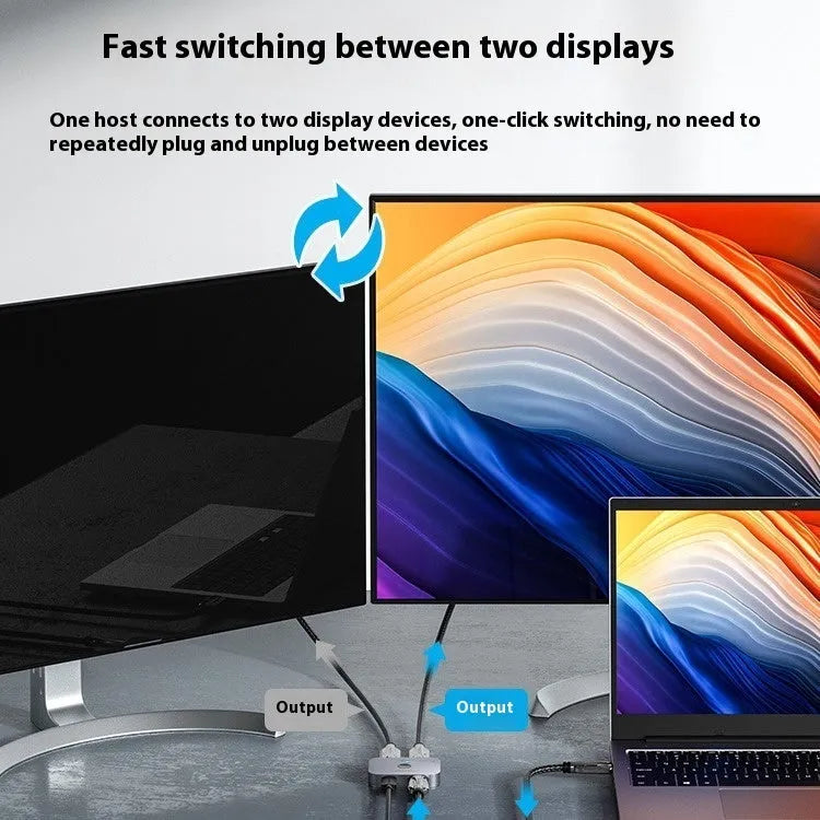 Grey metal alloy computer audio video cable splitter for TV line distribution