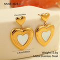 White heart-shaped fritillary earrings with 18K gold electroplated finish on stainless steel