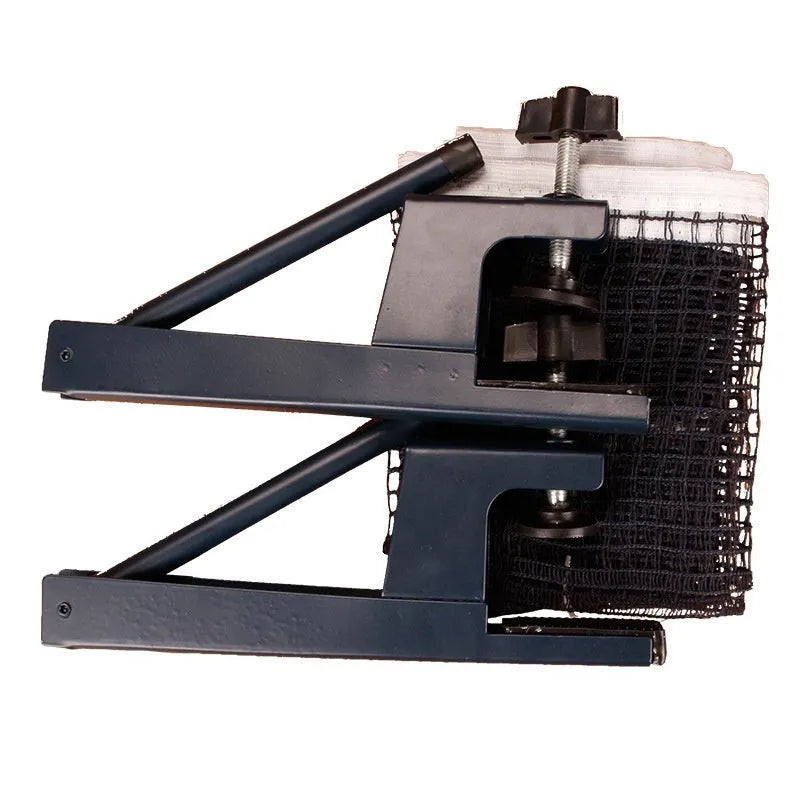 Table tennis post set with universal large clips for indoor open grid table mounting
