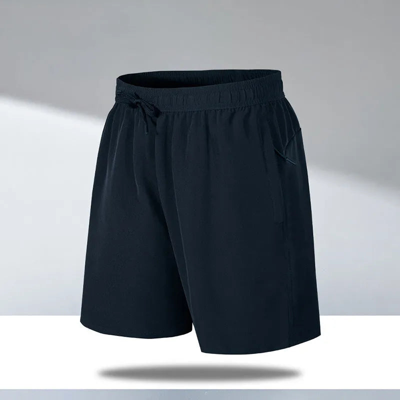 Men's loose fit quick-drying beach shorts in polyester ice silk fabric available in multiple colours