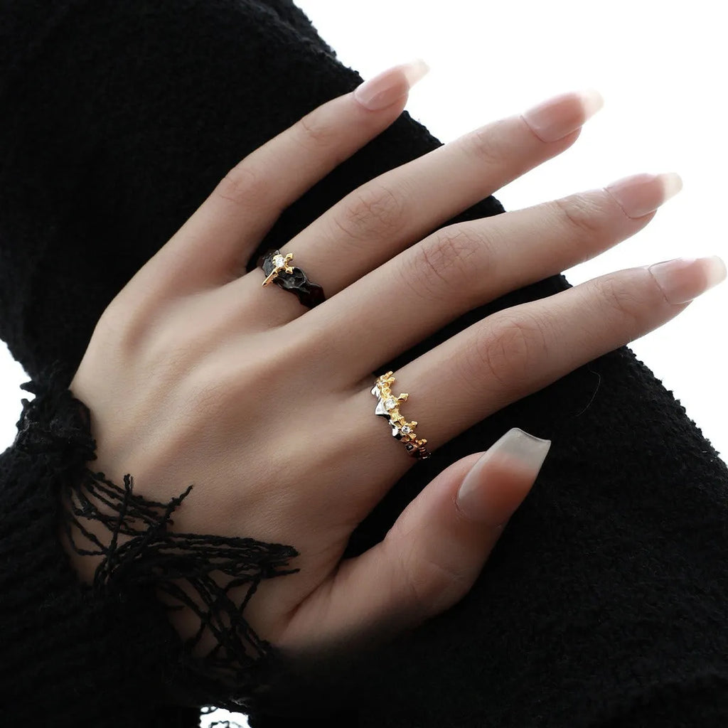 Silver adjustable opening couple ring with electroplated white gold or black gold finish
