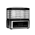 Silver stainless steel household food dehydrator with 14L capacity and temperature control dial