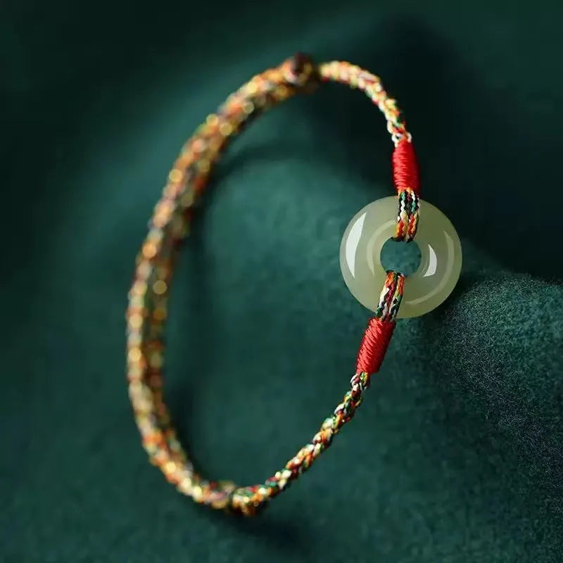 Handmade colourful braided rope bracelet with peace buckle closure, natural style unisex accessory