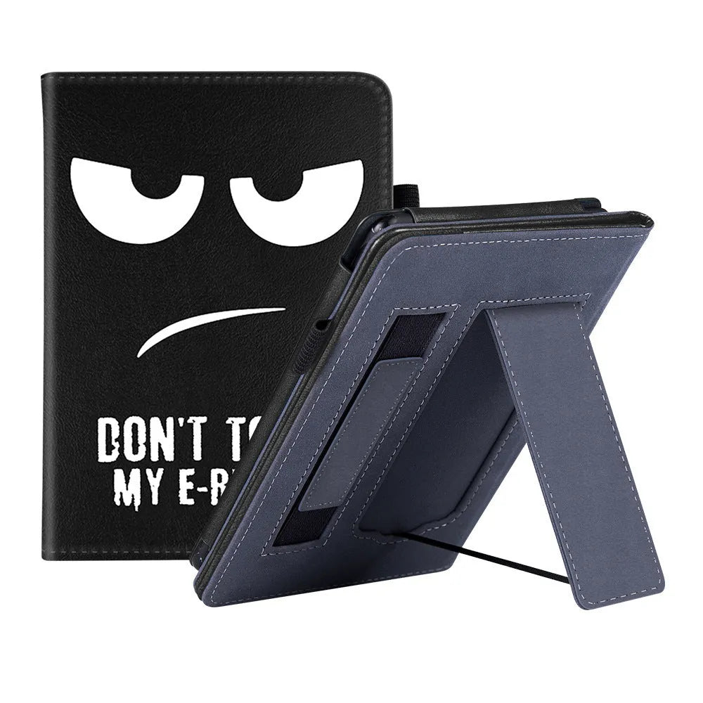 Kindle Paperwhite leather case with integrated wrist strap in a choice of colours including black calfskin.