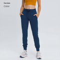 Women's high waist yoga pants with drawstring waistband in quick-drying elastic fabric