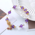 Purple crystal bracelet with a micro-inlaid cherry flower design, sweet style for women.
