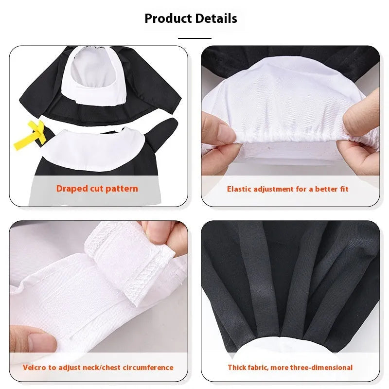 Black nun costume for dog or cat Halloween dress up in free size
