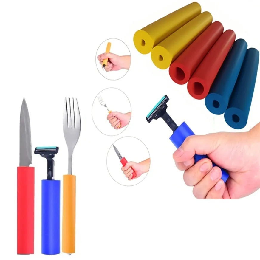 Pack of black rubber grip hoses for tableware and pen handles