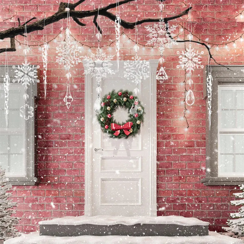 10 clear acrylic Christmas tree hanging ornaments with ribbons for indoor outdoor decoration