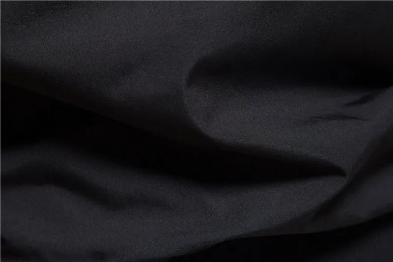 Men's casual thin polyester jacket in dark blue, black or army green colours with solid pattern design