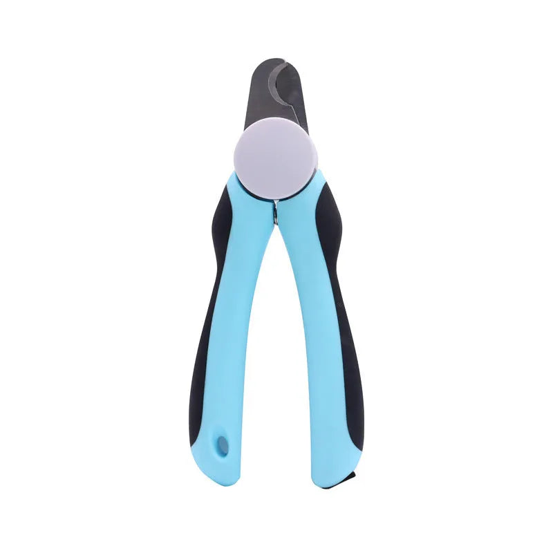 Blue heavy duty dog nail clippers with a safety guard on the blade, for large breed thick nails.