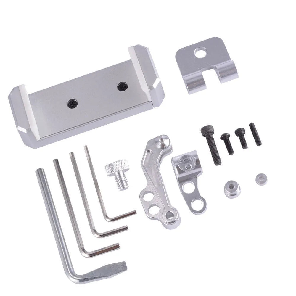 Silver metal mobile phone holder with tongs for car mounting