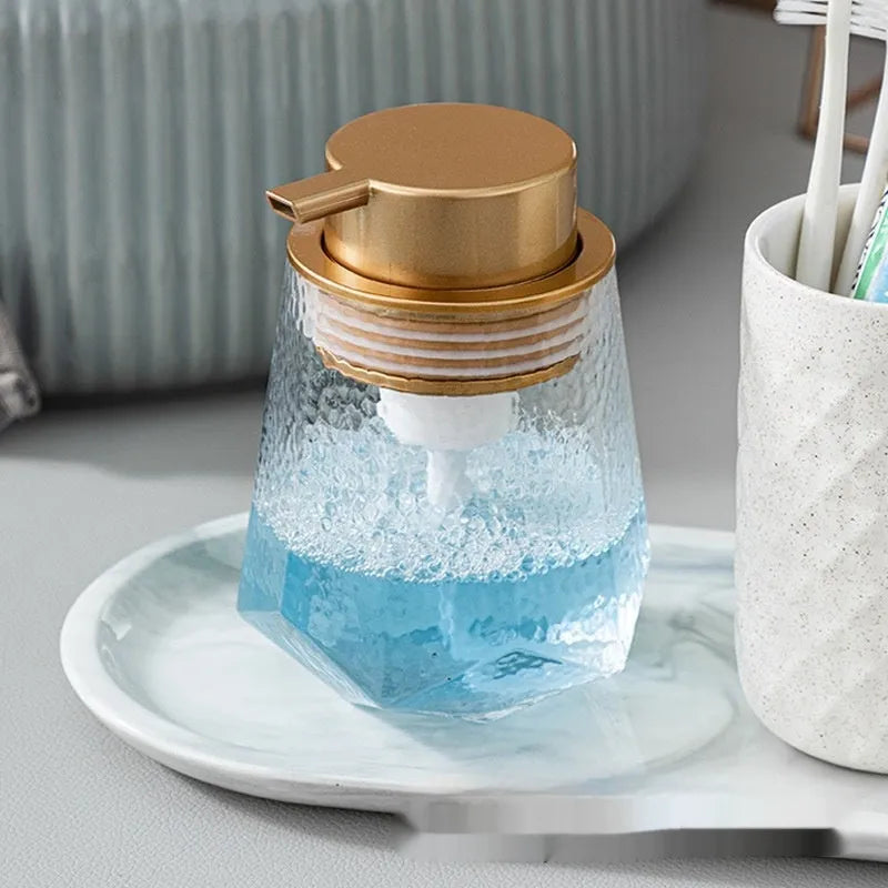 ABS plastic facial cleanser foam pump dispenser in metallic colours with large pump head