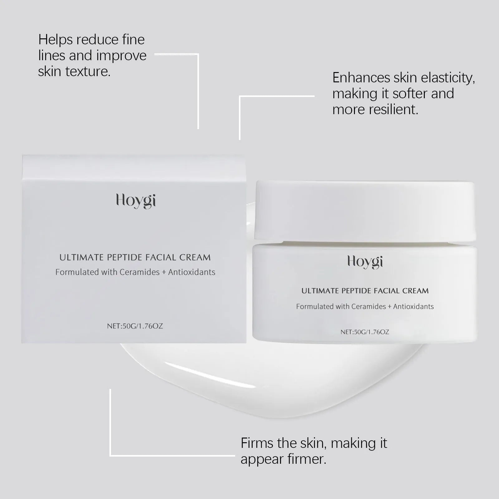50g jar of ceramide NP facial moisturising cream with peptide complex