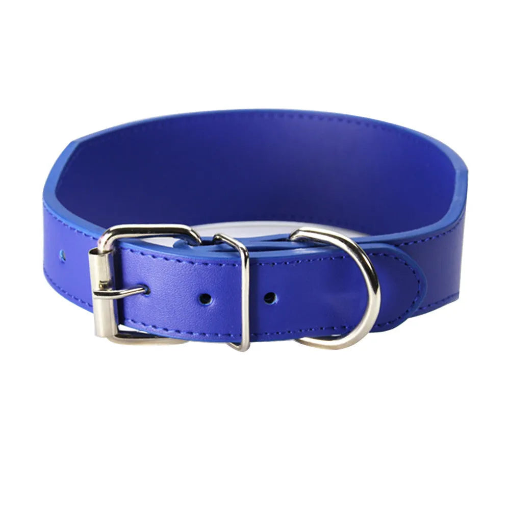 Fish pattern leather anti-break dog collar in red, blue, black, pink or brown with adjustable sizing