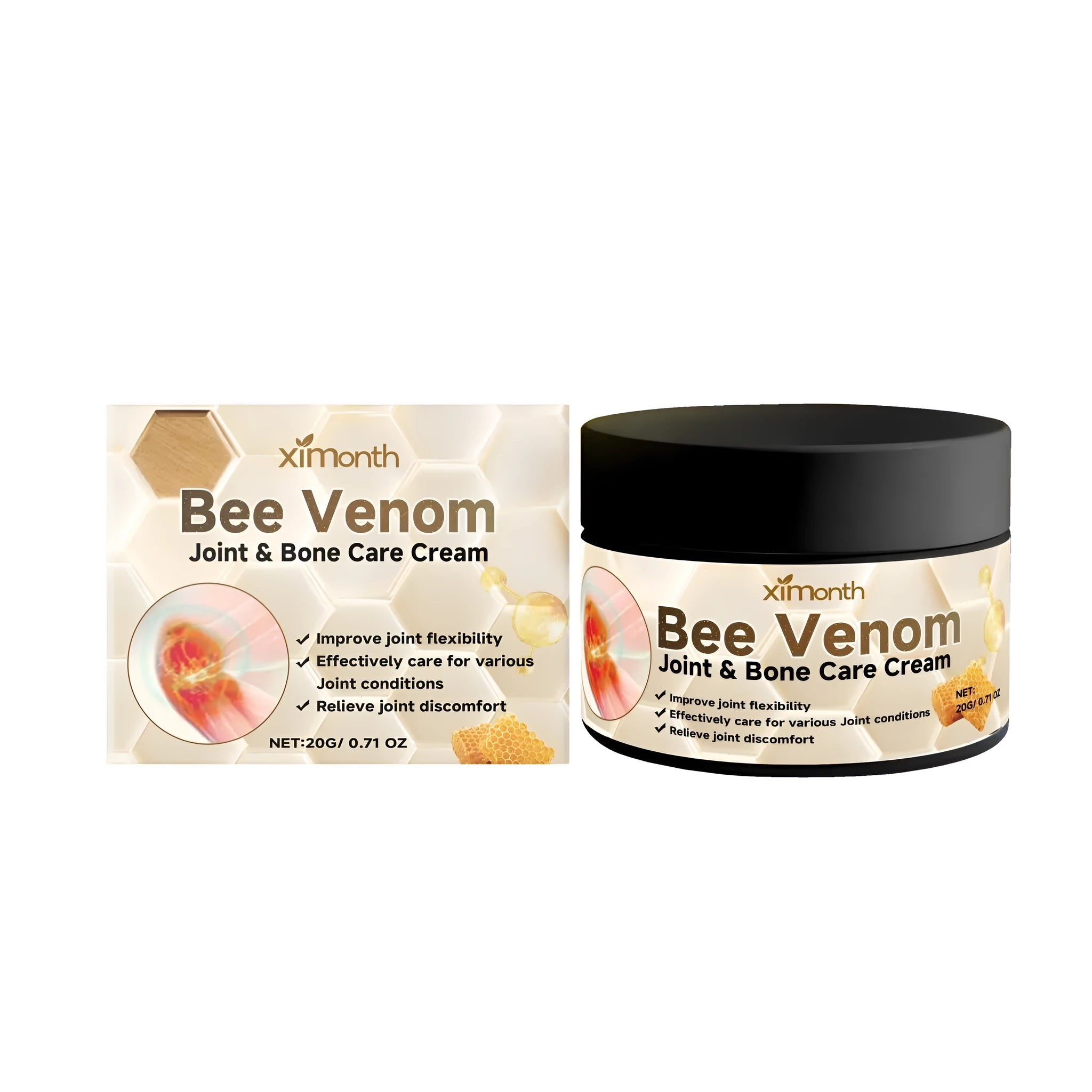 20g tube of mint and bee venom joint relief cream for topical application.