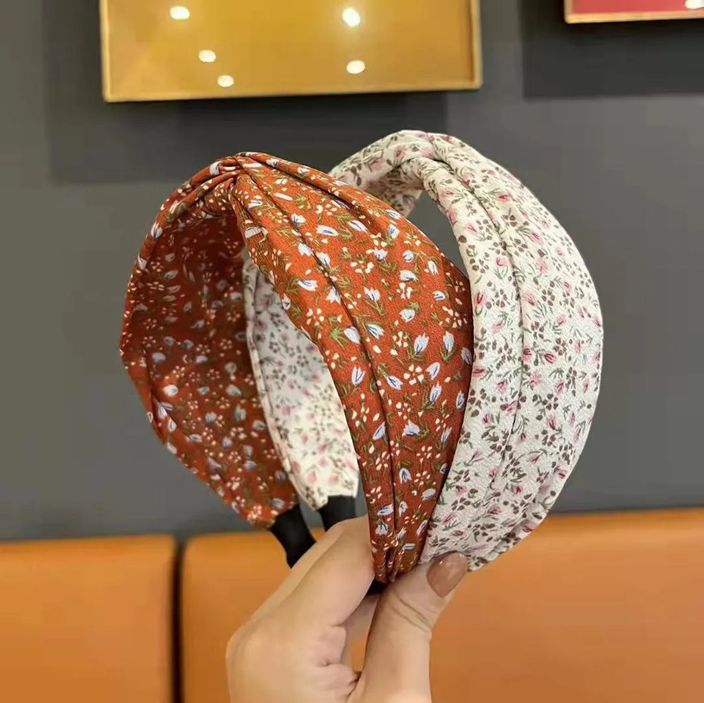 Retro French wide brim hair band in cloth with fu character Korean style, available in six colours
