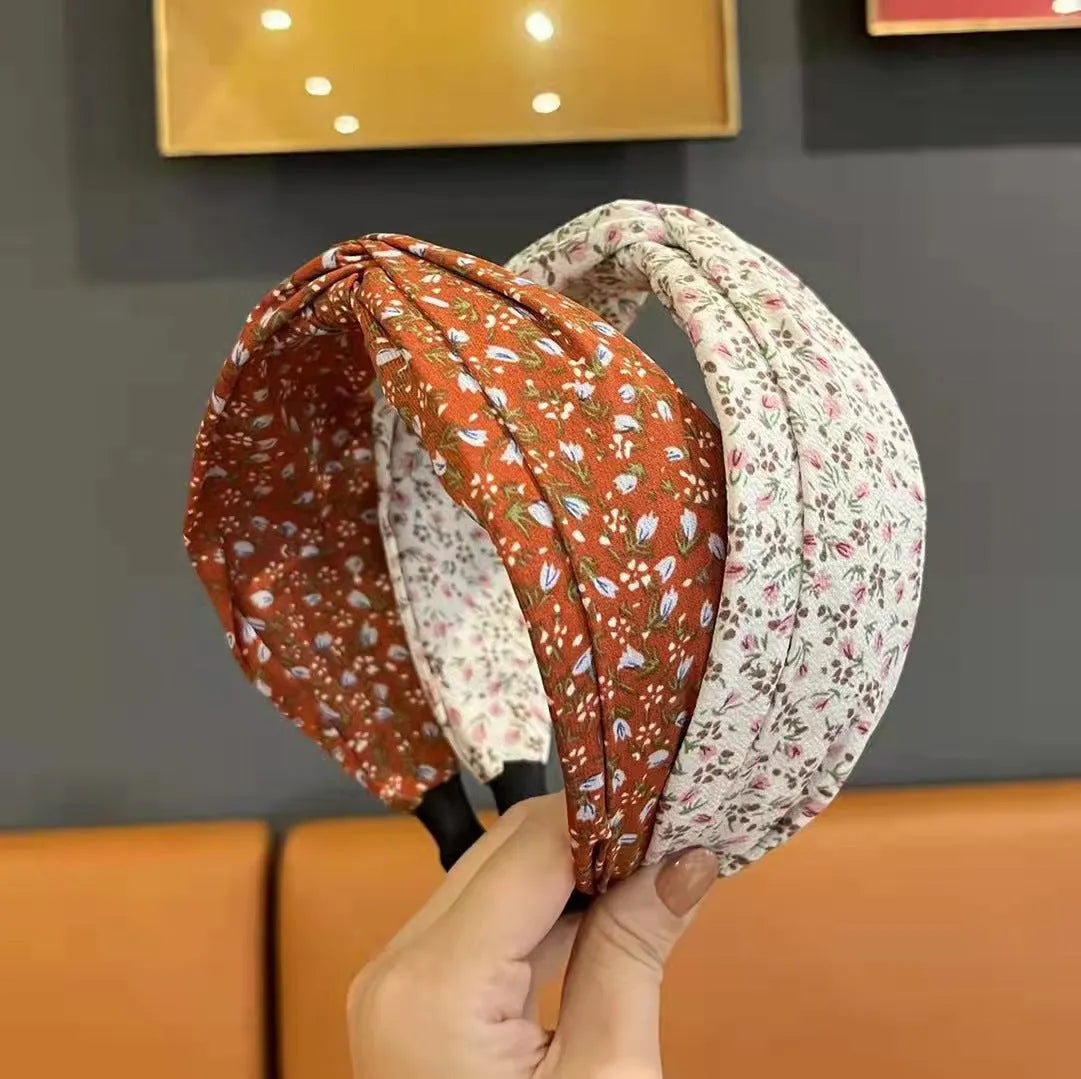 Retro French wide brim hair band in cloth with fu character Korean style, available in six colours