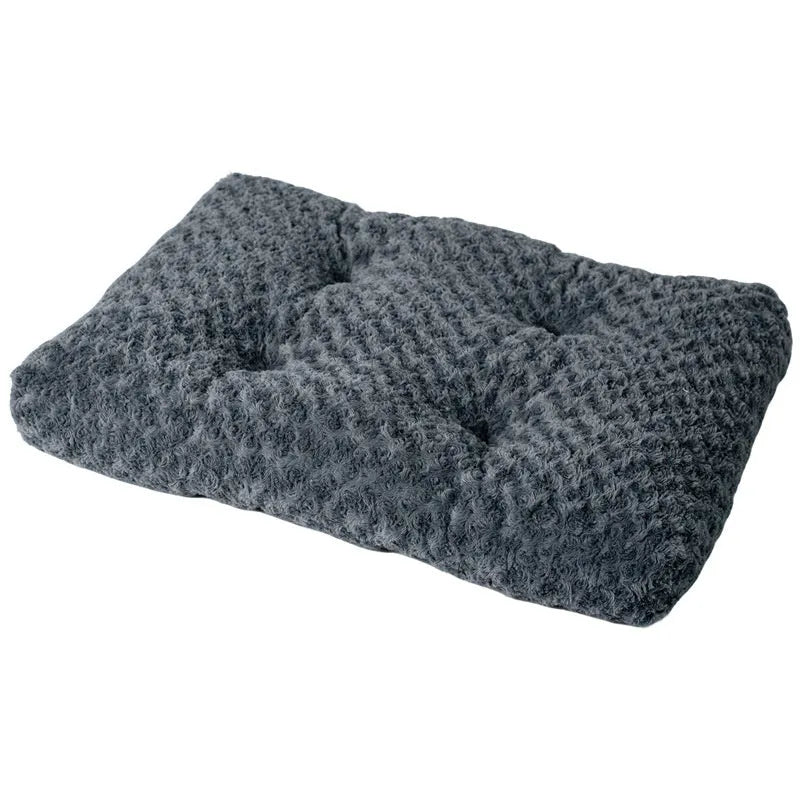 Dark gray embossed velvet thick square pet mat for dogs with cushioned cloth surface in size L