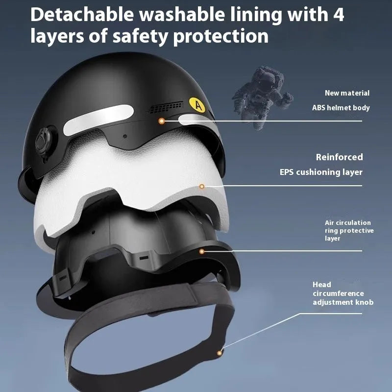 3C certified polypropylene motorcycle helmet with sun protection for electric vehicles
