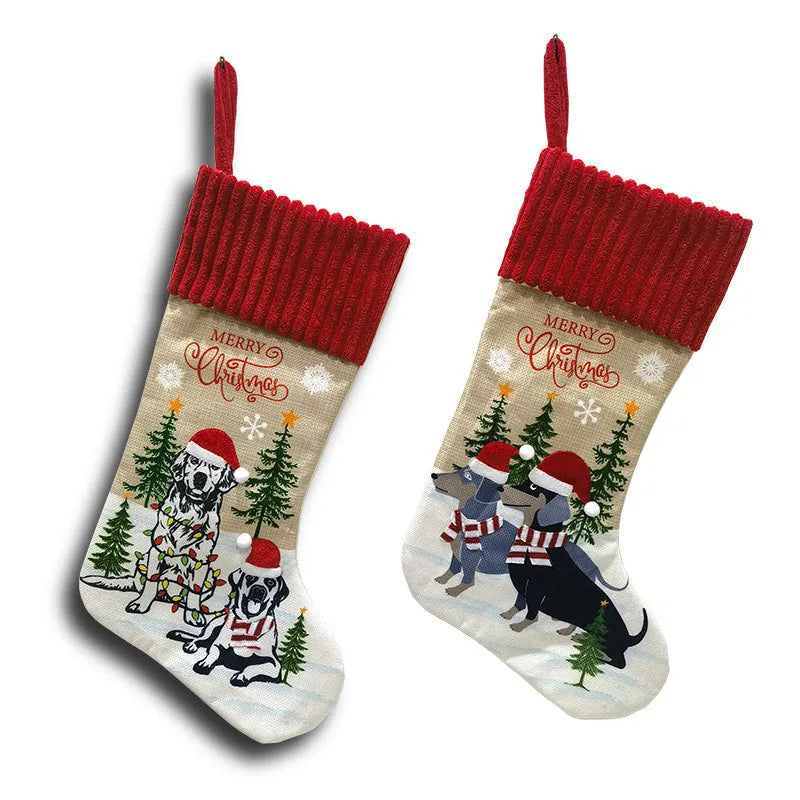 Cloth Christmas tree pendant for pets measuring 46x28cm in pastoral or American style