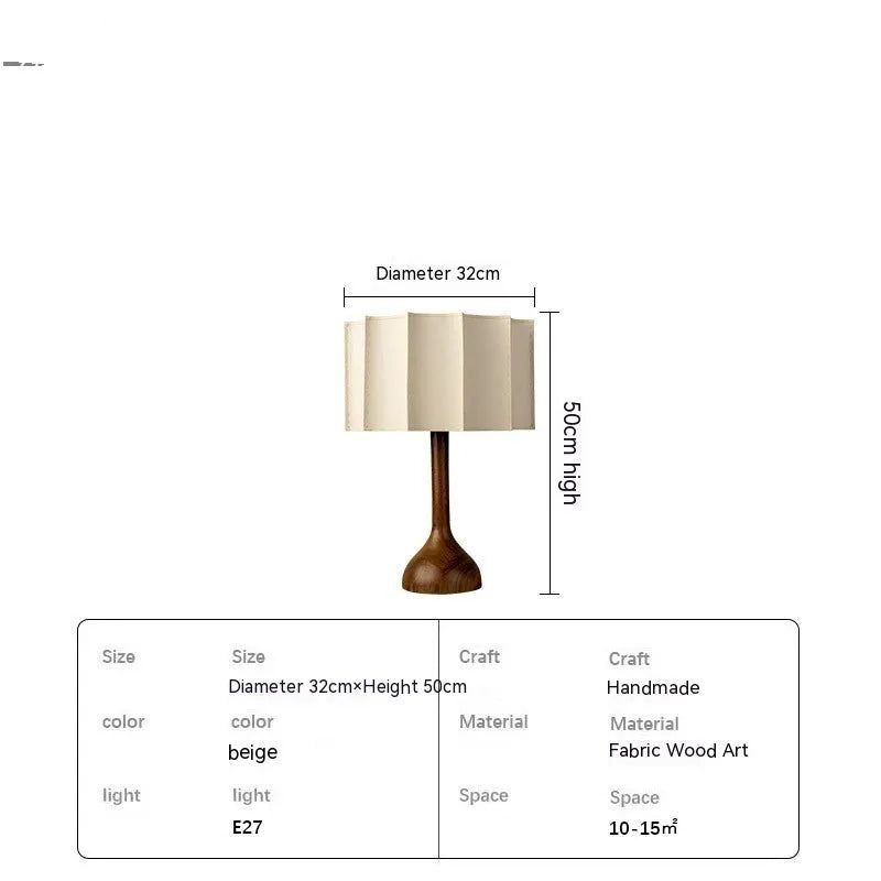 Japanese-style solid wood table lamp with three-color light source, 32x50cm, in a living room setting