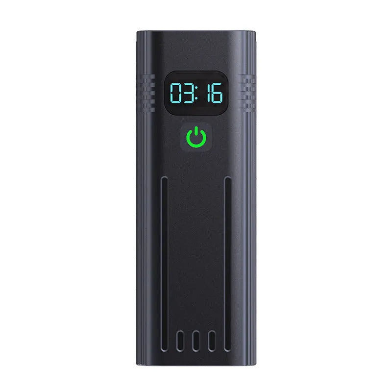 Black KX12DF digital display bicycle headlight with aluminium alloy barrel on a 360-degree rotating bracket.