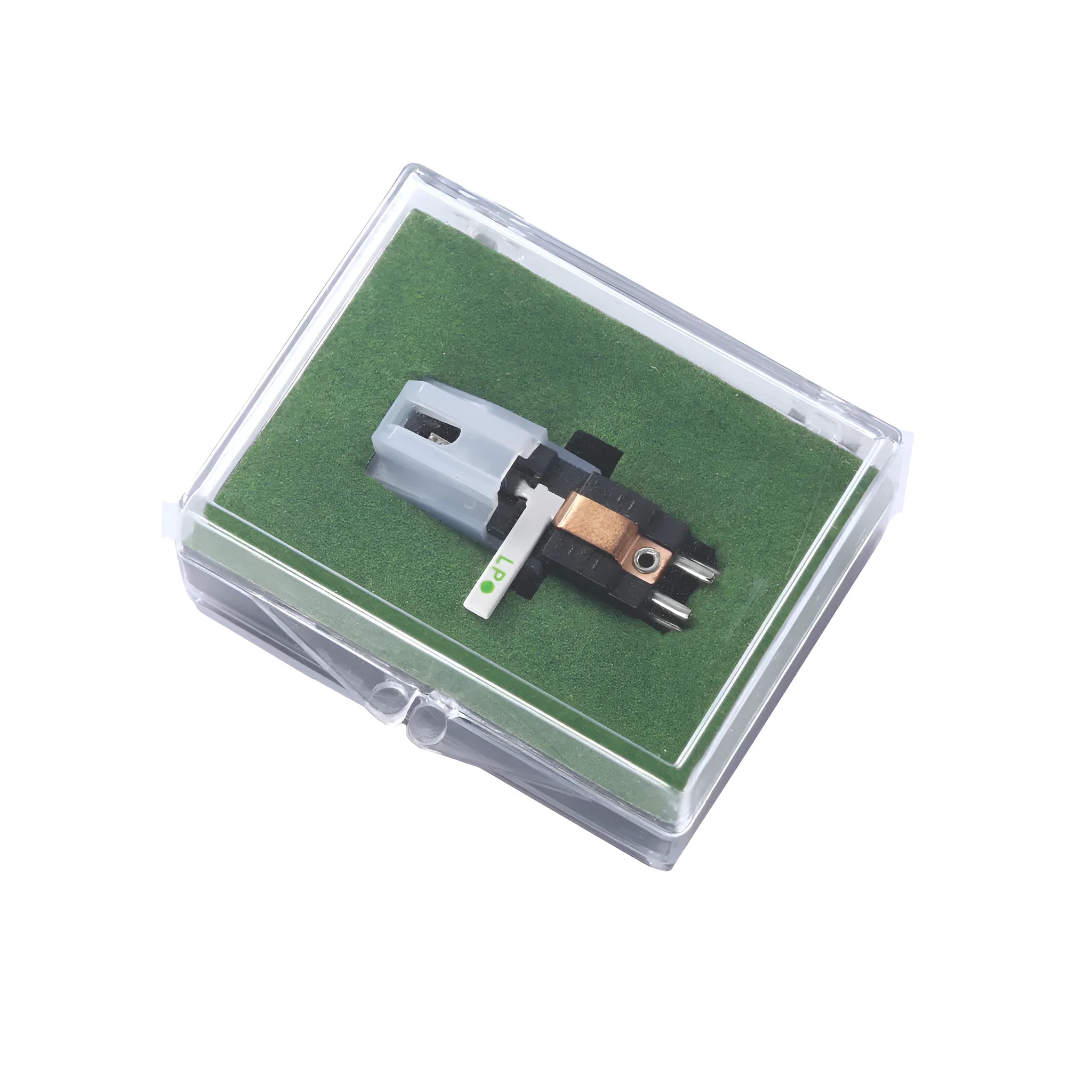 Double needle magnetic cartridge for vinyl record players with ABS plastic shell