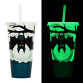 720ml cylindrical plastic sippy cup with luminous straw in assorted colours for Halloween
