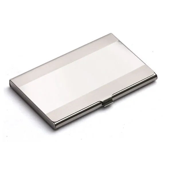 304 stainless steel business card case with geometric design and laser sculpture surface finishes
