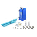 Square and round model oil catch tanks for car modification in black, red, silver, and blue colours
