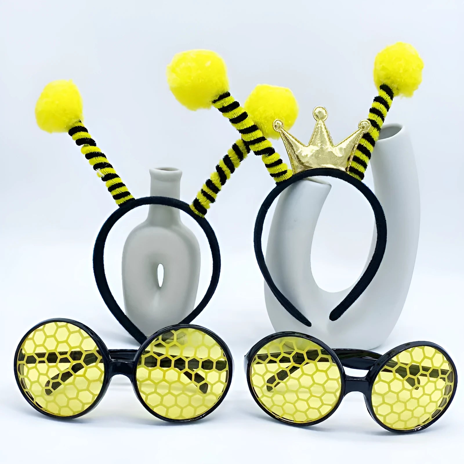 Children's insect theme fancy dress headband and glasses costume set in yellow and red