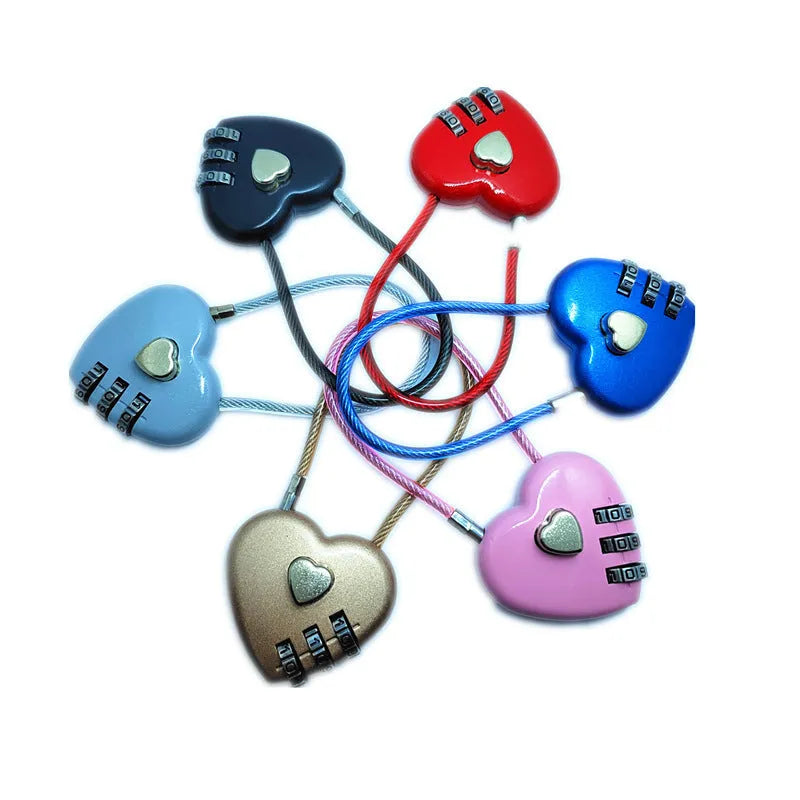 Heart shaped ABS plastic bike lock with steel cable in multiple colour options