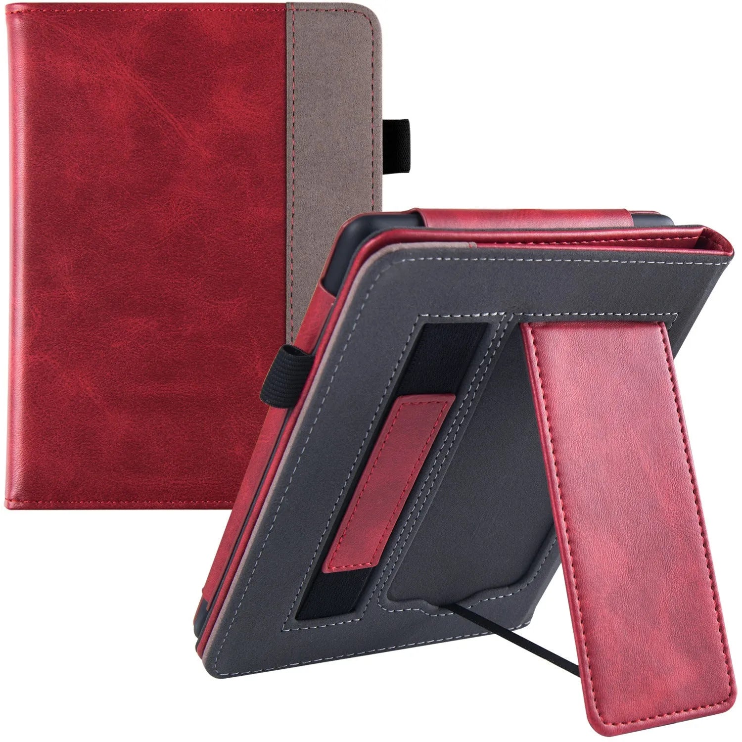 Kindle Paperwhite leather case with integrated wrist strap in a choice of colours including black calfskin.