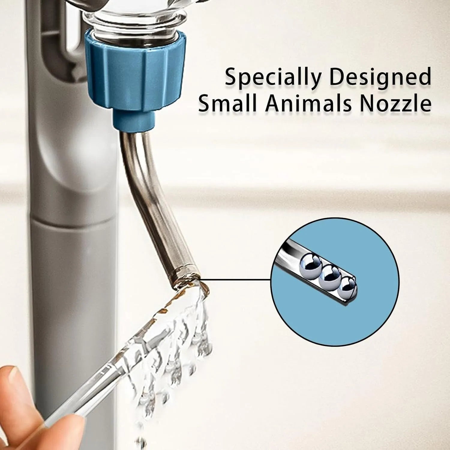 Small animal cage water bottle with rotatable nozzle in blue, white, or yellow colour options