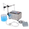 CNC automatic quantitative liquid filling machine GFK280 on a workbench.