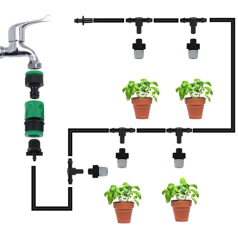 10 metre garden irrigation hose system with water mist and 10 spray heads for plant watering
