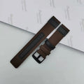 Oxford cloth canvas watch strap shown in army green, with sizing options of 20mm, 22mm, and 24mm widths.
