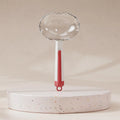 Pet food spoon with clip attachment in blue, coffee, pink, and red colour options for hygienic dog and cat feeding