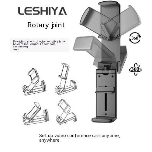 Foldable phone holder with rotating head in black, grey or green colours