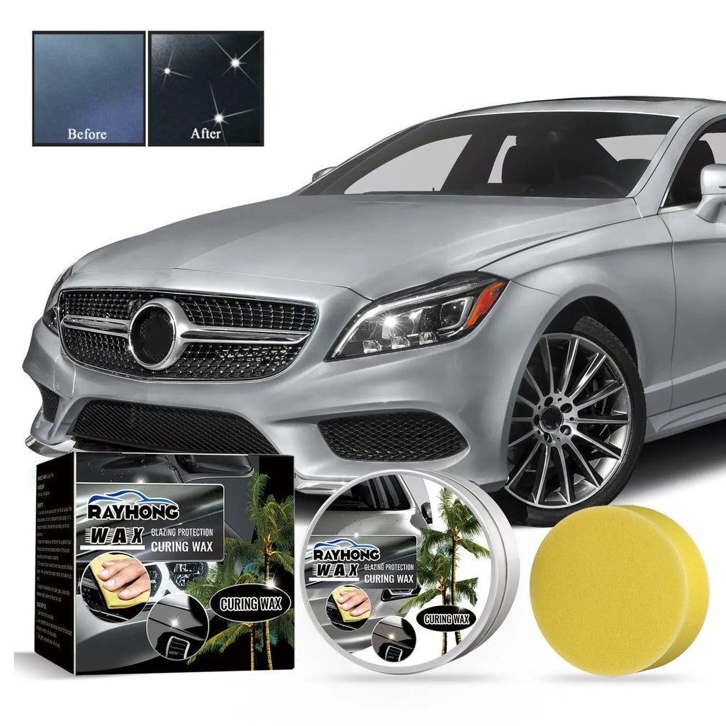 Car coating wax block and sponge applicator for vehicle paint renovation and dustproof protection