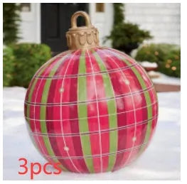 Large 60cm diameter inflatable PVC Christmas ball decoration for outdoor tree hanging