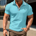 Man wearing a loose fit striped short-sleeved T-shirt in a casual setting
