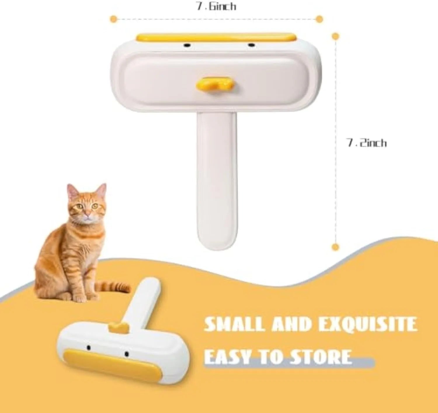 Yellow duck design portable pet hair remover tool with plastic body and bristles.