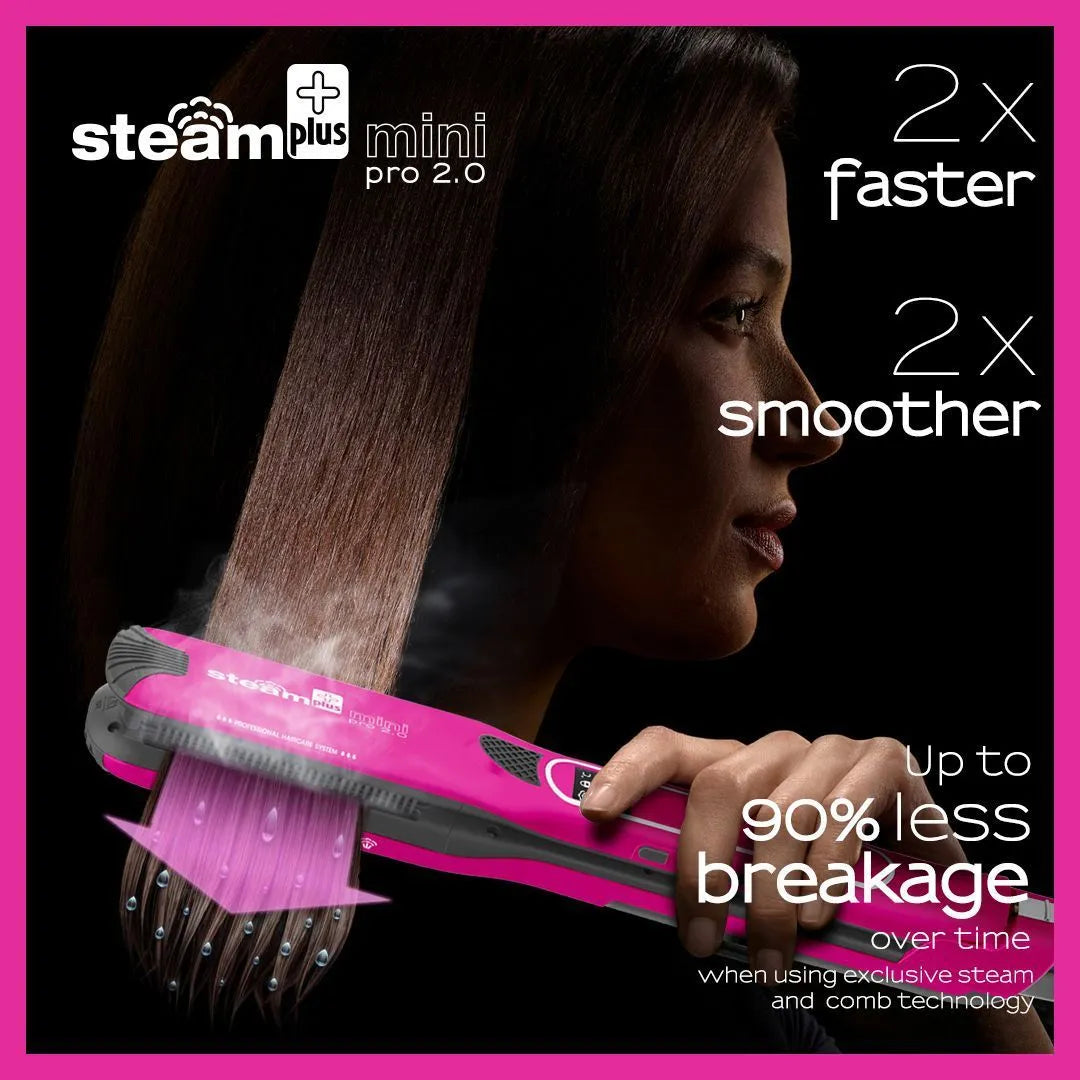 Mini steam hair straightener in purple, rose red or champagne colour with 200W European voltage