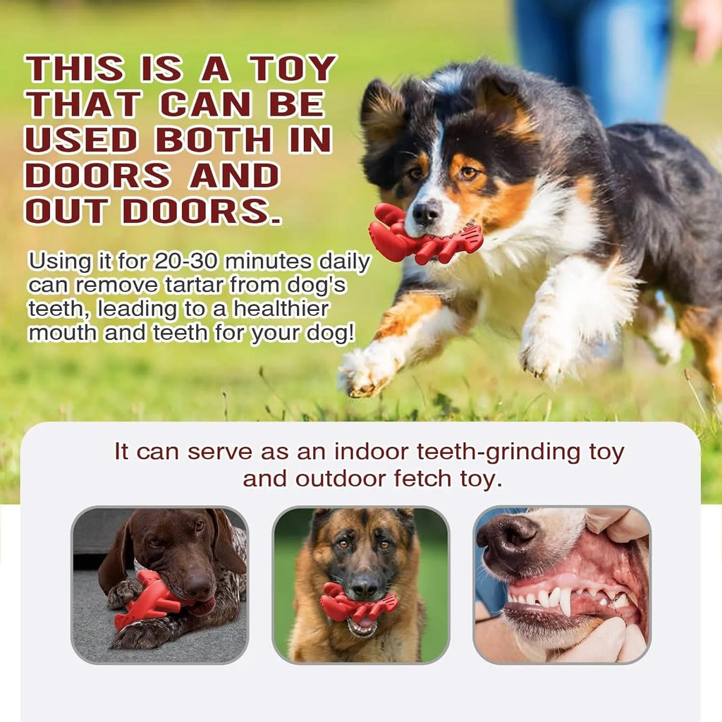 Red heavy-duty nylon chew bone toy for large breed dogs on a plain background